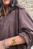 Prairie Pintuck Cotton Smock Chocolate